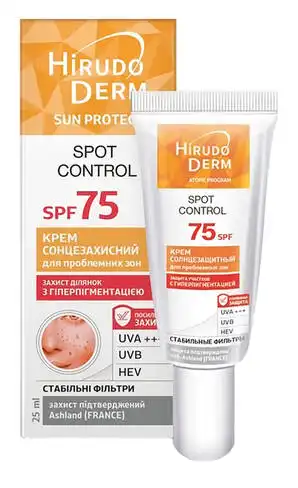 Hirudo Derm Sun Protect Spot Control Крем сонцезахисний для проблемних зон SPF75 25 мл 1 туба