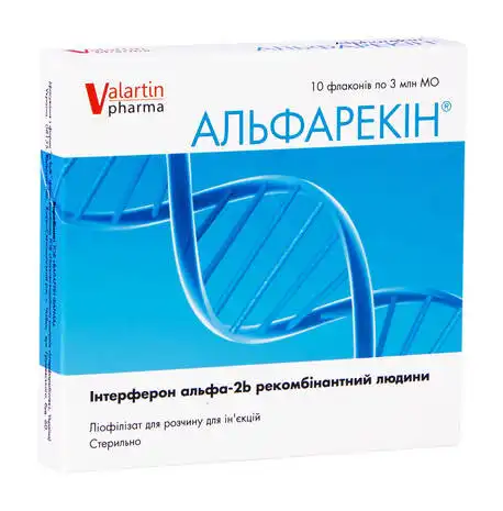 Альфарекін ліофілізат для розчину для ін'єкцій 3 млн МО 10 флаконів