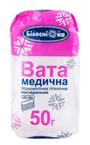 Білосніжка Вата медична нестерильна зіг-заг 50 г