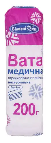 Білосніжка Вата медична нестерильна зіг-заг 200 г