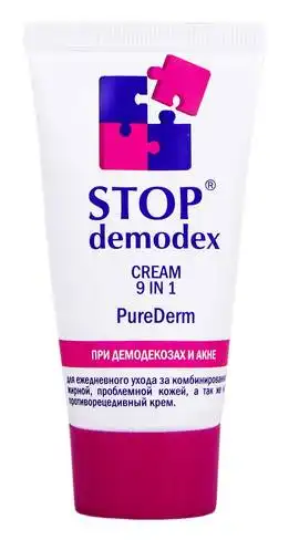 Stop Demodex Крем PureDerm 9 в1 при демодекозах та акне 50 мл 1 туба