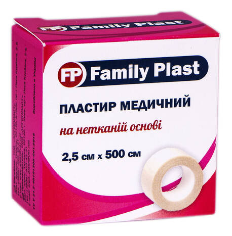 Family Plast Пластир медичний на нетканій основі 2,5х500 см 1 шт loading=