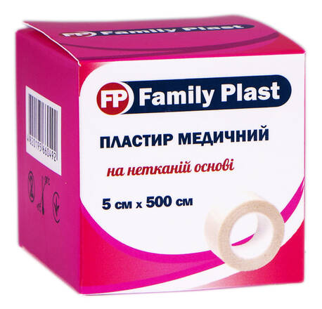 Family Plast Пластир медичний на нетканій основі 5х500 см 1 шт loading=