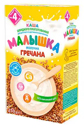 Малишка Каша молочна гречана з 4 місяців 250 г 1 коробка