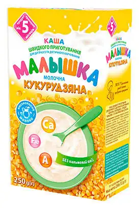 Малишка Каша молочна кукурудзяна з 5 місяців 250 г 1 коробка