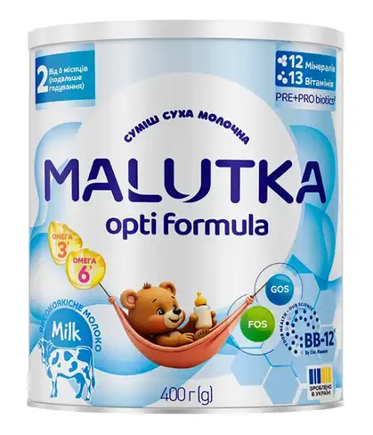 Малютка Opti Formula Суміш суха молочна від 6 до 12 місяців 400 г 1 банка