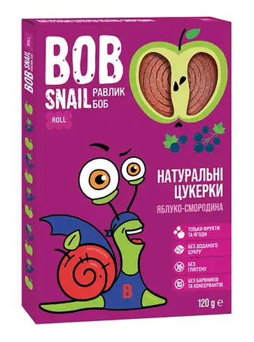 Равлик Боб Цукерки натуральні яблуко-смородина 120 г