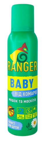 Ranger Baby Аерозольний репелентний засіб дитячий від комарів і кліщів 150 мл 1 флакон