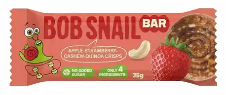 Равлик Боб Батончик Фруктово-ягідно-горіховий Яблуко-Полуниця-Кешью-Криспи Кіноа 35 г 1 шт