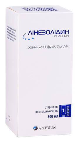 Лінезолідин розчин для інфузій 2 мг/мл 300 мл 1 флакон loading=