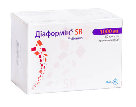 Діаформін SR таблетки 1000 мг 60 шт