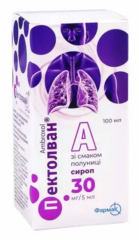 Пектолван А зі смаком полуниці сироп 30 мг/5 мл 100 мл 1 флакон