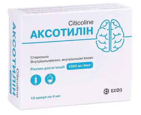 Аксотилін розчин для ін'єкцій 1000 мг/4 мл 4 мл 10 ампул