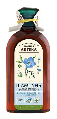 Зелена Аптека Шампунь для фарбованого та мелірованого волосся ромашка і льняна олія 350 мл 1 флакон