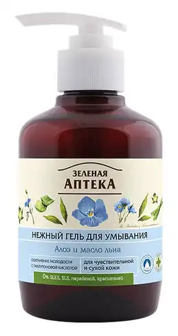 Green Pharmacy Гель ніжний для вмивання Алое та олія льону 270 мл 1 флакон