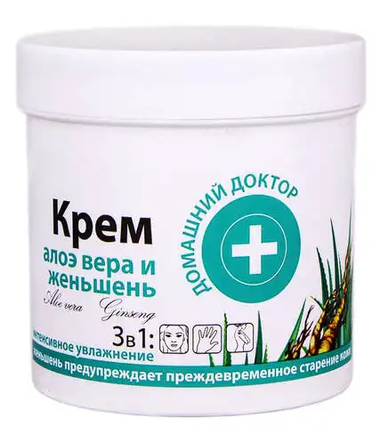 Домашній Доктор Крем для шкіри 3 в 1 Алое вера і женьшень 250 мл 1 банка