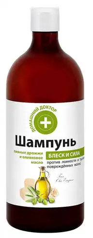 Домашній Доктор Шампунь Пивні дріжджі та оливова олія Блиск та сила 1 000 мл 1 флакон