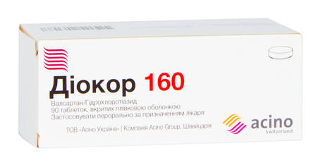 Діокор 160 таблетки 160 мг/12,5 мг 90 шт