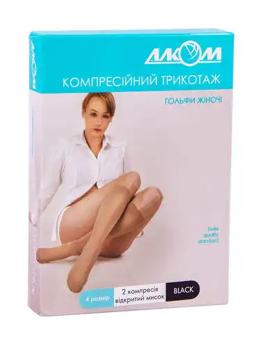 Алком 5082 Гольфи жіночі з відкритим миском компресія 2 розмір 4 чорні 1 пара