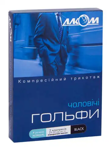 Алком 5092 Гольфи чоловічі з відкритим миском компресія 2 розмір 4 чорний 1 пара