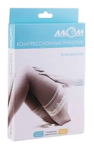 Алком 6081 Панчохи жіночі з відкритим миском компресія 1 розмір 3 бежевий 1 пара
