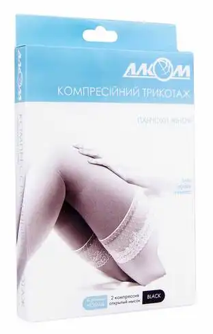 Алком 6082 Панчохи жіночі з відкритим миском компресія 2 розмір 6 чорний 1 пара