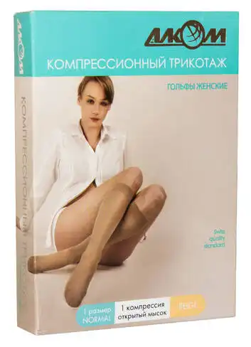 Алком 5081 Гольфи жіночі з відкритим миском компресія 1 розмір 1 бежевий 1 пара