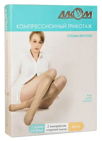 Алком 5082 Гольфи жіночі з відкритим миском компресія 2 розмір 1 бежевий 1 пара