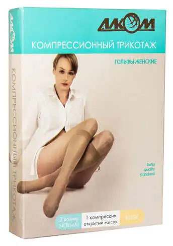 Алком 5081 Гольфи жіночі з відкритим миском компресія 1 розмір 3 бежевий 1 пара