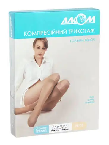 Алком 5082 Гольфи жіночі з відкритим миском компресія 2 розмір 3 бежевий 1 пара