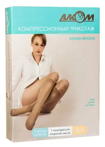 Алком 5081 Гольфи жіночі з відкритим миском компресія 1 розмір 4 бежевий 1 пара
