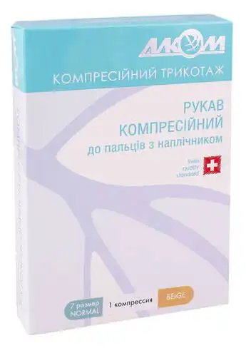 Алком 5301 Рукав до пальців з наплічником компресія 1 розмір 7 бежевий 1 шт