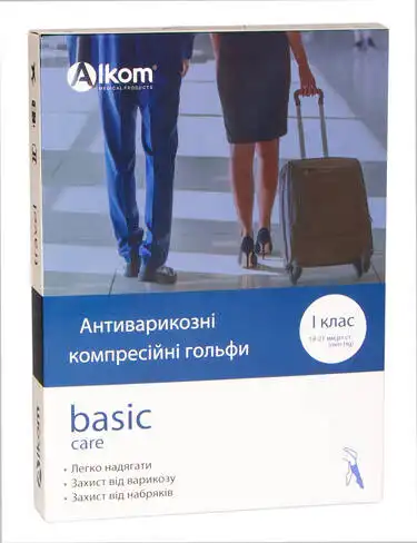 Алком 00111 Гольфи антиварикозні з закритим миском компресія 1 розмір 4 чорні 1 пара