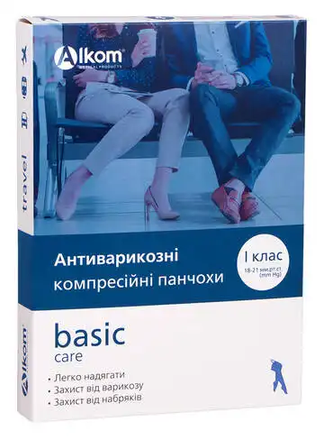 Алком 00211 Панчохи антиварикозні з закритим миском компресія 1 розмір 6 бежевий 1 пара