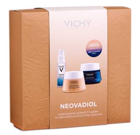 Vichy Neovadiol Mineral 89 гель-бустер 10 мл + крем-догляд 50 мл + нічний крем-догляд 50 мл 1 набір loading=
