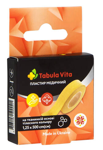 Tabula Vita Пластир медичний на тканинній основі тілесного кольору 1,25х500 см 1 шт