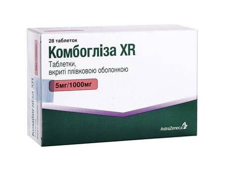 Комбогліза XR таблетки 5 мг/1000 мг  28 шт