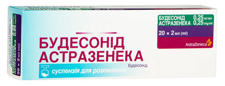 Будесонід АстраЗенека суспензія для розпилення 0,25 мг/мл 2 мл 20 контейнерів loading=