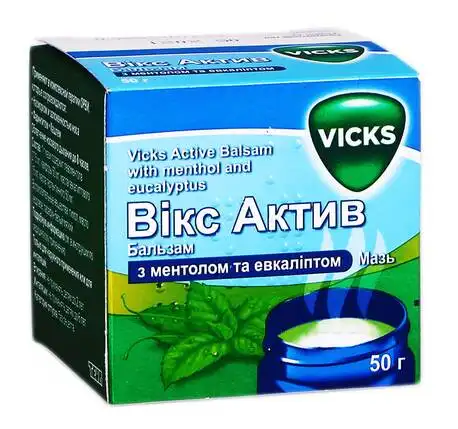 Вiкс Актив бальзам з ментолом та евкаліптом мазь 50 г 1 банка