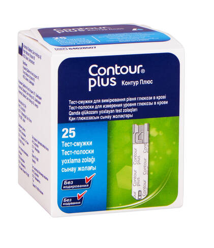 Contour Plus Тест-смужки для вимірювання рівня глюкози в крові 25 шт