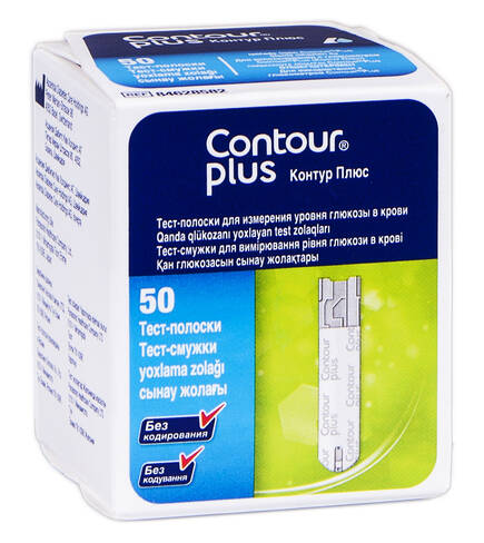 Contour Plus Тест-смужки для вимірювання рівня глюкози в крові 50 шт