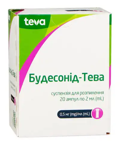 Будесонід Тева суспензія для розпилення 0,5 мг/мл 2 мл 20 ампула