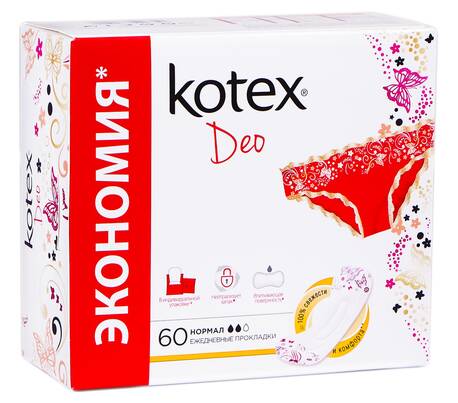 Kotex Deo Нормал Прокладки щоденні 60 шт