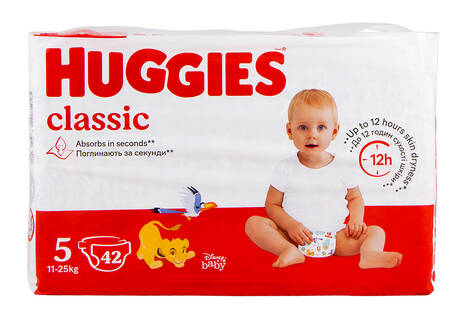 Huggies Classic 5 Підгузки дитячі 11-25 кг 42 шт