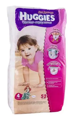 Huggies 4 Трусики-підгузки для дівчаток 9-14 кг 52 шт
