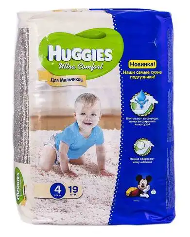 Huggies Ultra Comfort 4 Підгузки для хлопчиків 8-14 кг 19 шт