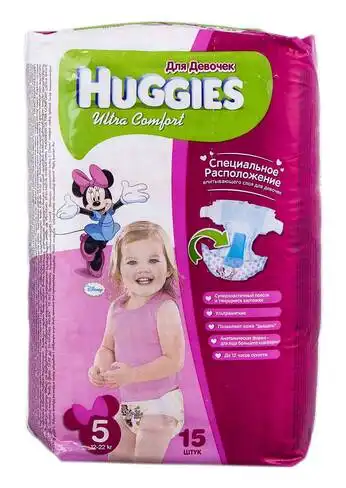 Huggies Ultra Comfort 5 Підгузки для дівчаток 12-22 кг 15 шт
