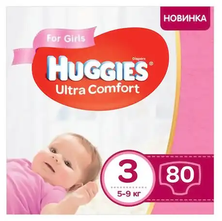 Huggies Ultra Comfort 3 Підгузки для дівчаток 5-9 кг 80 шт