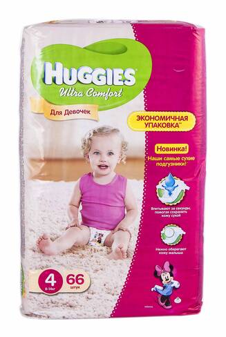 Huggies Ultra Comfort 4 Підгузки для дівчаток 8-14 кг 66 шт loading=