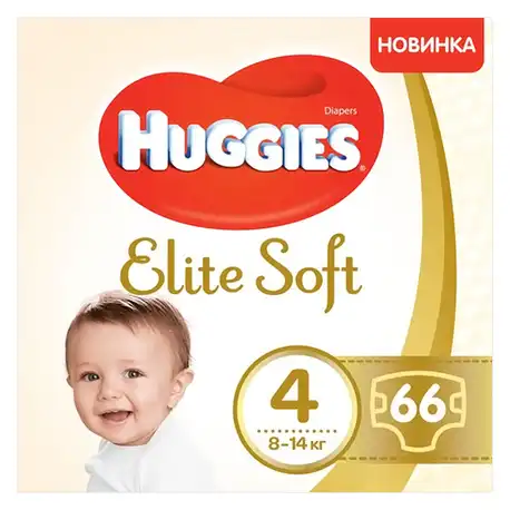 Huggies Elite Soft 4 Підгузки дитячі 8-14 кг 66 шт